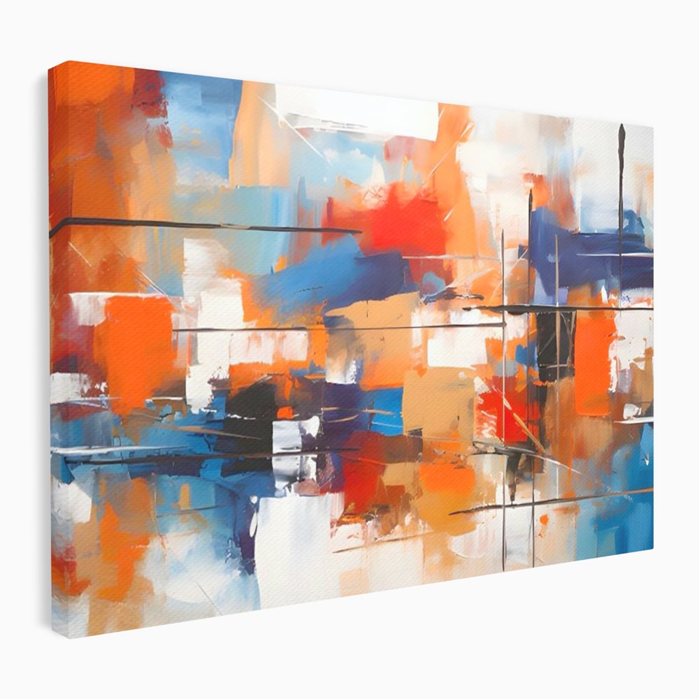 Tablou canvas cu tablou canvas pictura abstracta multicolora, fara rama, pe sasiu de lemn