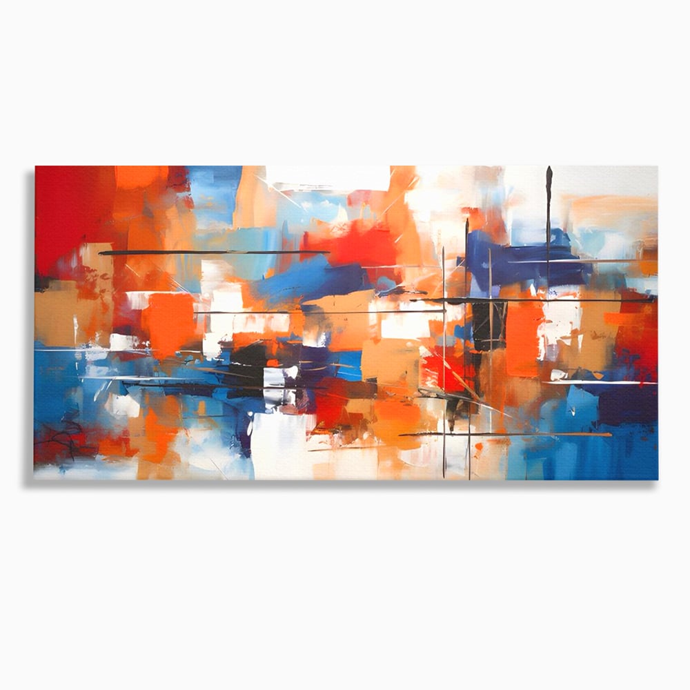 Tablou canvas cu tablou canvas pictura abstracta multicolora, fara rama, pe sasiu de lemn