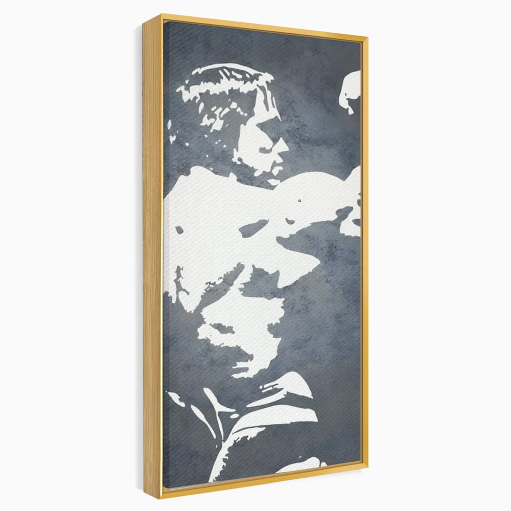 Tablou canvas cu tablou canvas cu portret stilizat, in rama de aluminiu auriu
