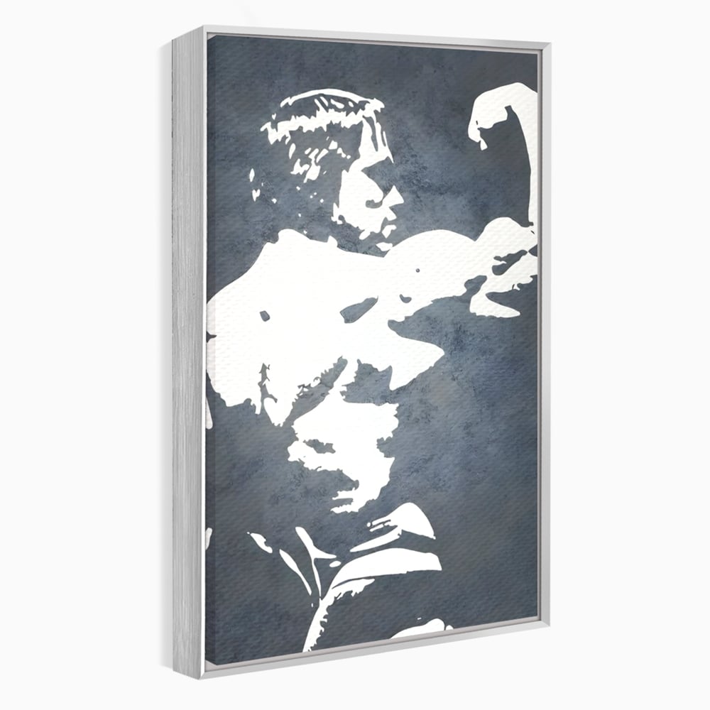 Tablou canvas cu tablou canvas cu portret stilizat, in rama de aluminiu argintiu