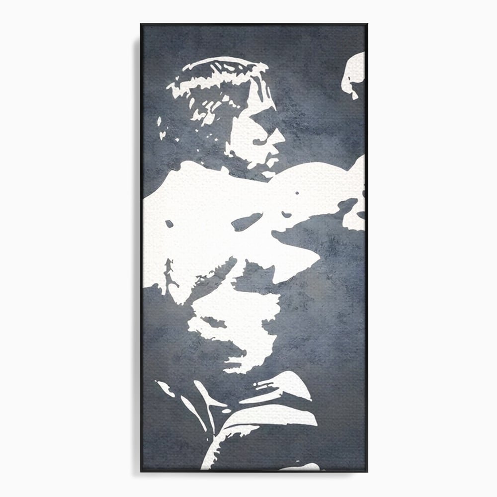 Tablou canvas cu tablou canvas cu portret stilizat, in rama de aluminiu negru