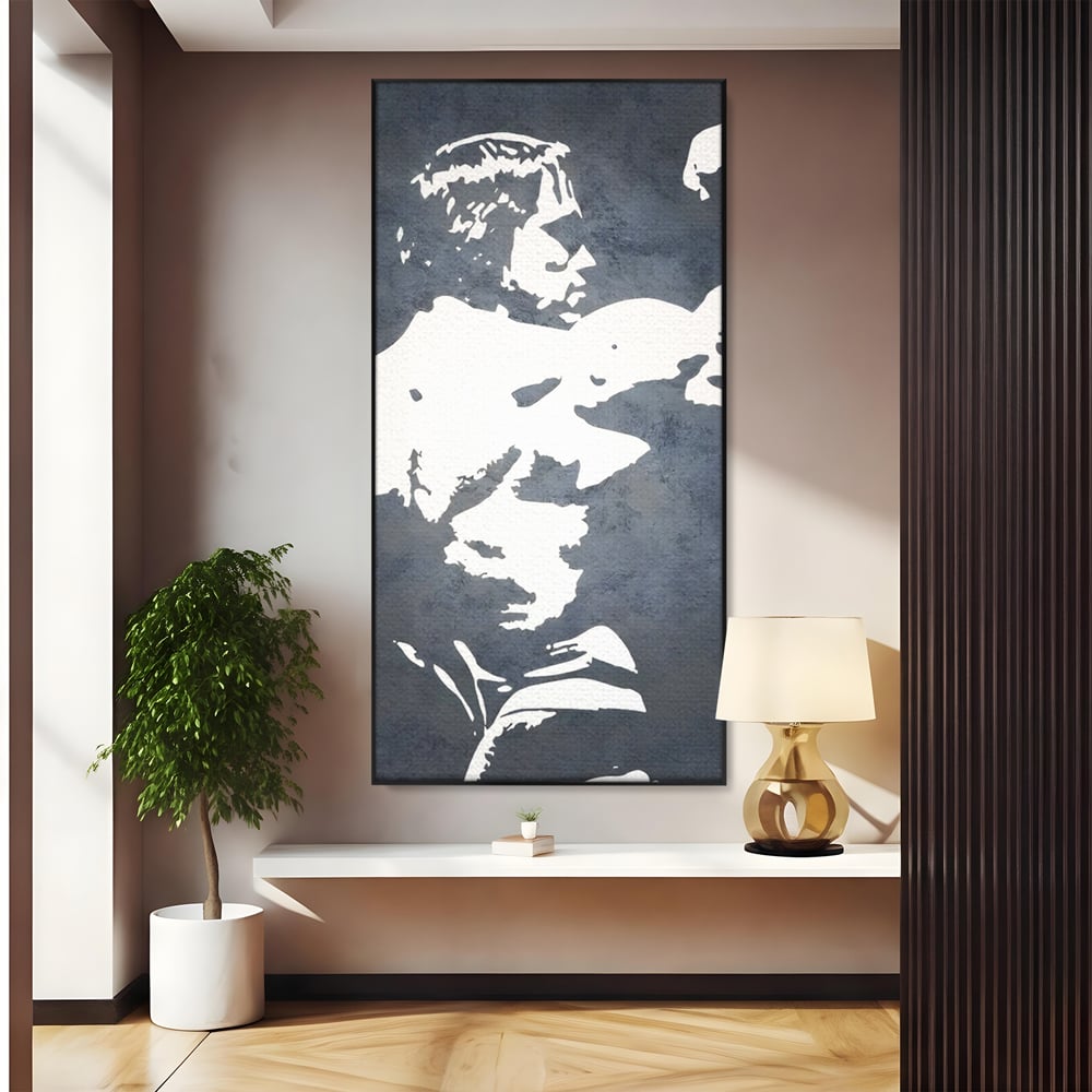 Tablou canvas cu tablou canvas cu portret stilizat, in rama de aluminiu negru