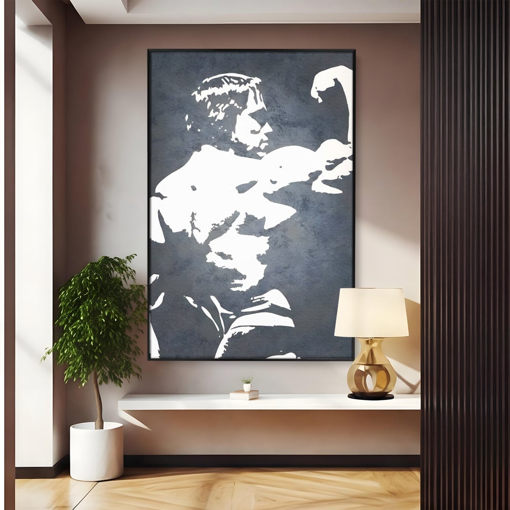 Tablou canvas cu tablou canvas cu portret stilizat, in rama de aluminiu negru