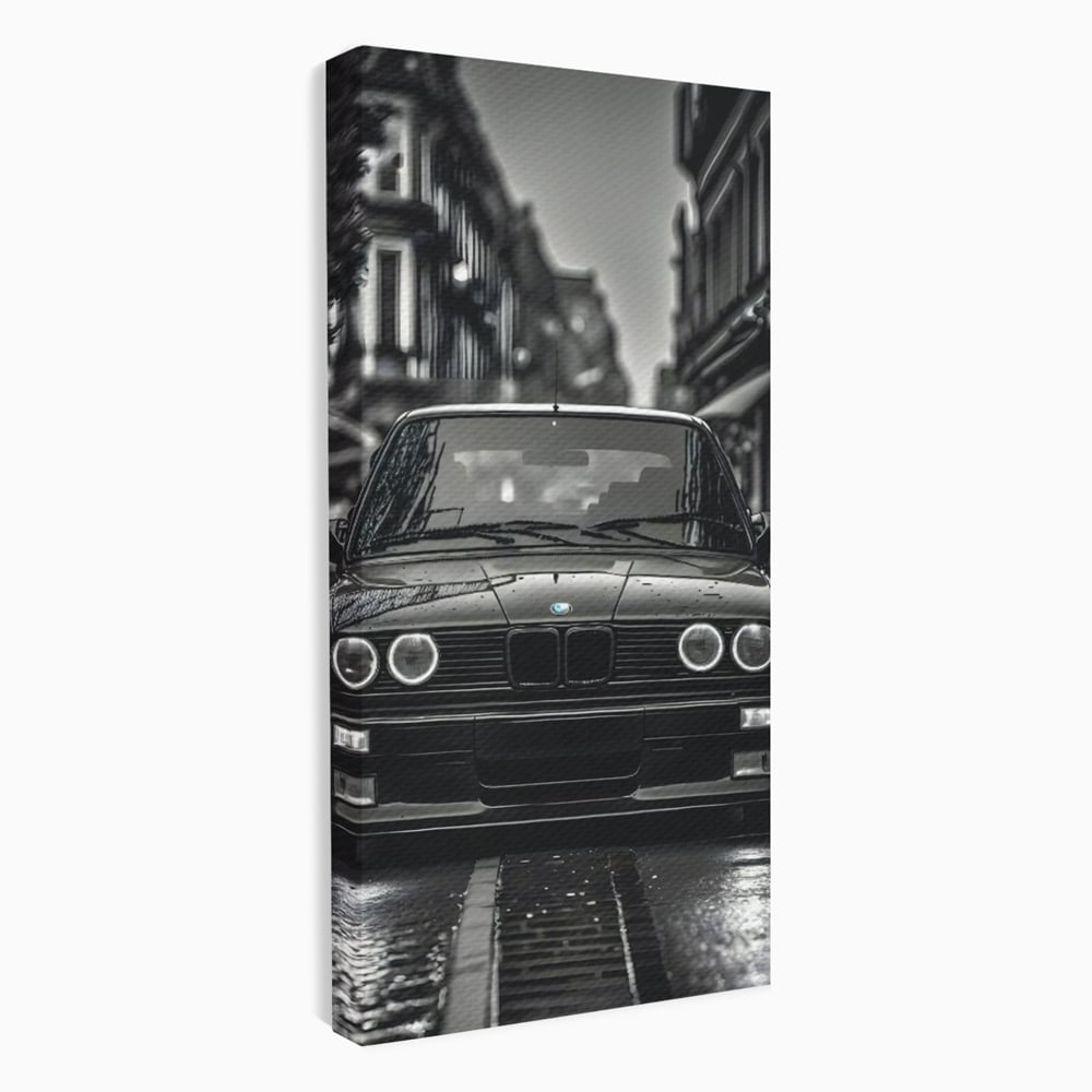 Tablou canvas cu tablou canvas cu masina bmw clasica, fara rama, pe sasiu de lemn