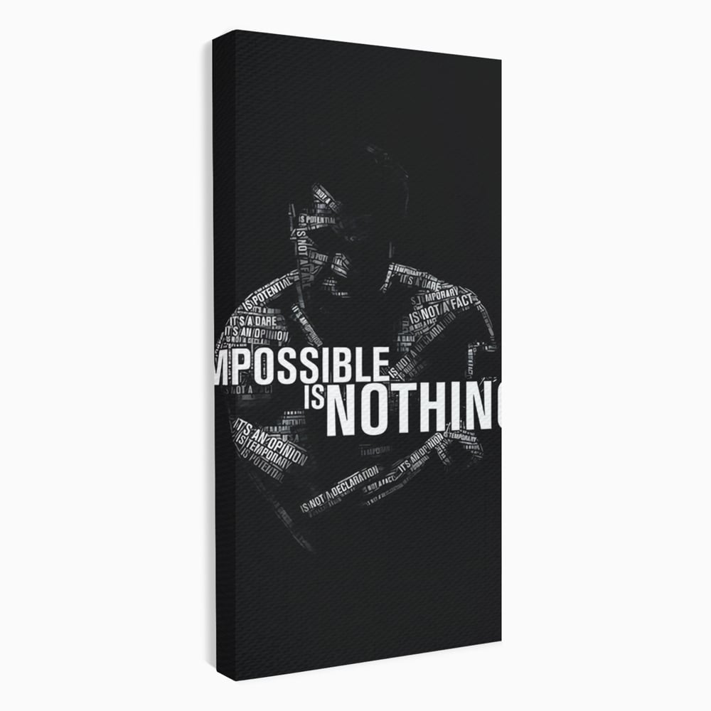 Tablou canvas cu tablou canvas cu silueta masculina si text motivational, fara rama, pe sasiu de lemn