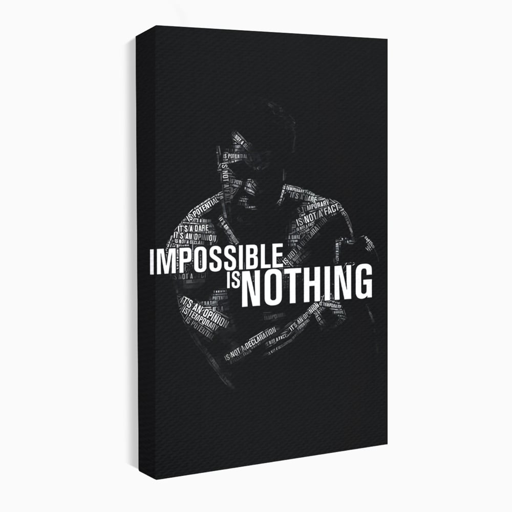 Tablou canvas cu tablou canvas cu silueta masculina si text motivational, fara rama, pe sasiu de lemn