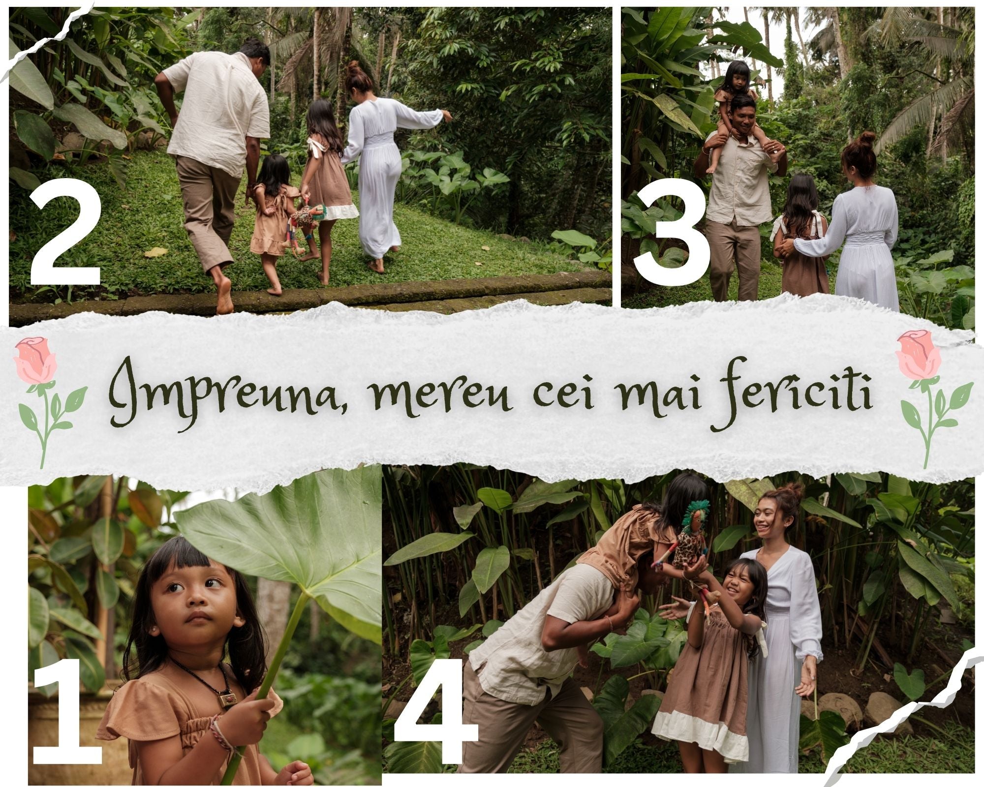 Tablou Canvas Personalizat cu 4 Poze Pentru Familie " Impreuna, mereu cei mai fericiti", PS105