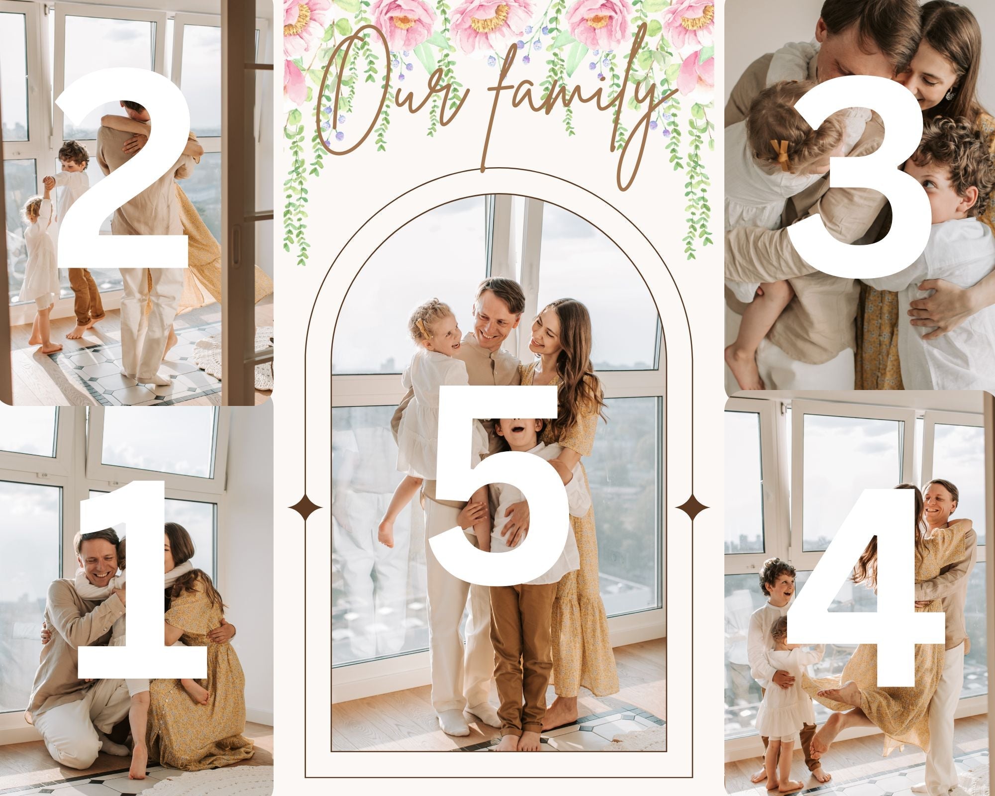 Tablou Canvas Personalizat cu 5 Poze Pentru Familie " Our family", PS107