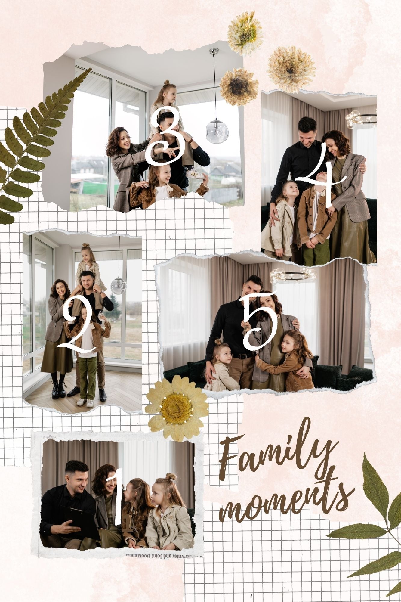 Tablou Canvas Personalizat cu 5 Poze Pentru Familie " Family Moments", PS103