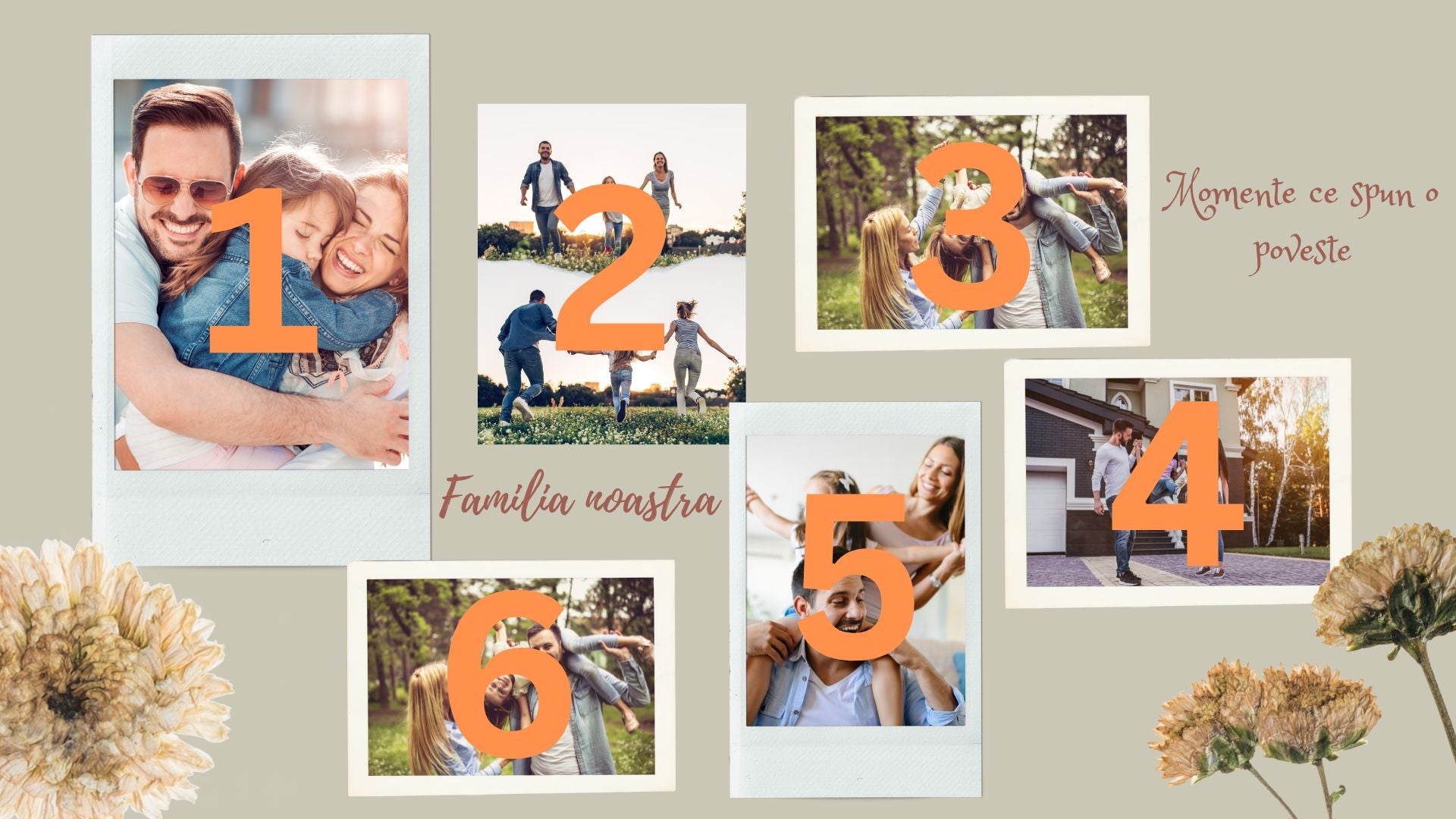 Tablou Canvas Personalizat cu 6 Poze Pentru Familie "Familia Noastra", PS104