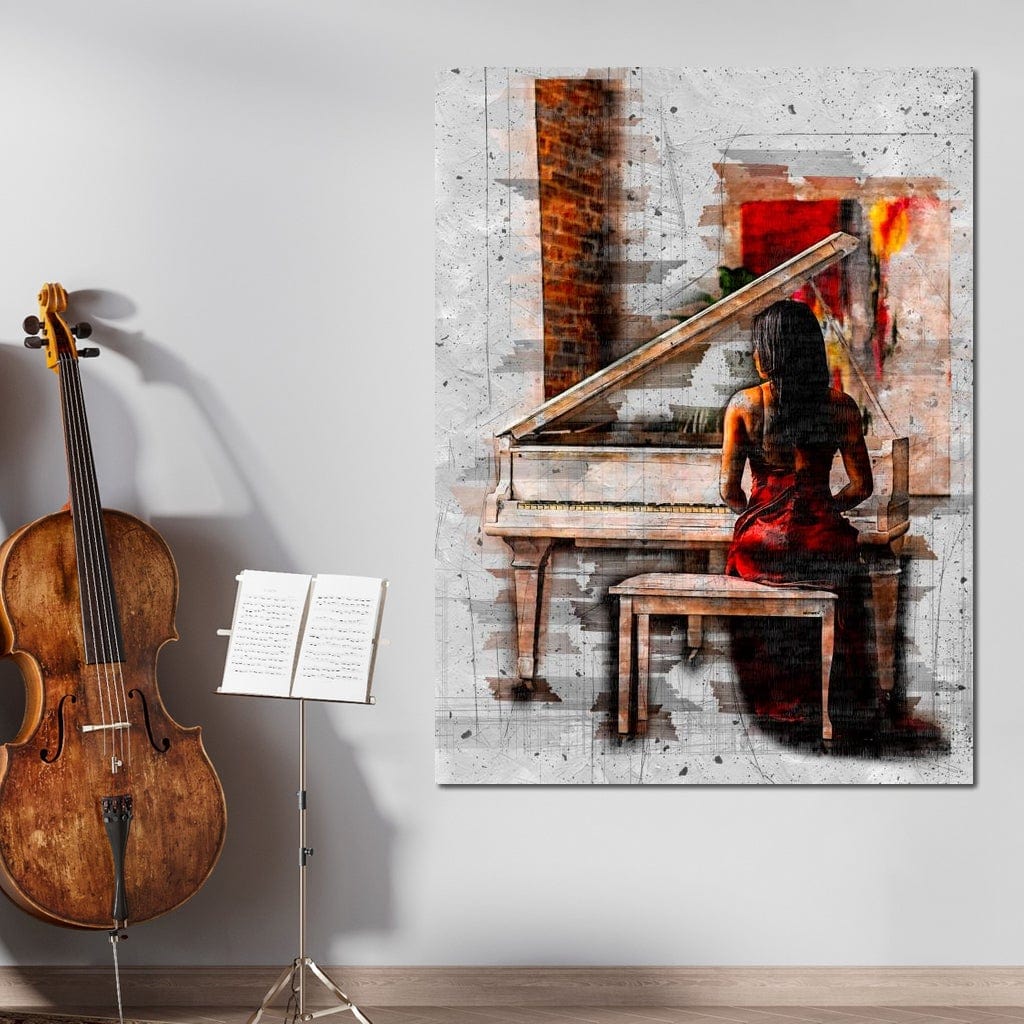 Tablou Canvas Premium LuxCanva® G1047, Pianista in Rosu