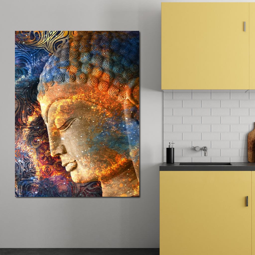 Tablou Canvas Premium LuxCanva® I108, Profilul lui Buddha, Zen, Liniste, Spiritualitate, Energie Interioara, Armonie, Meditatie, Cosmos, Profil, Univers, Living, Dormitor