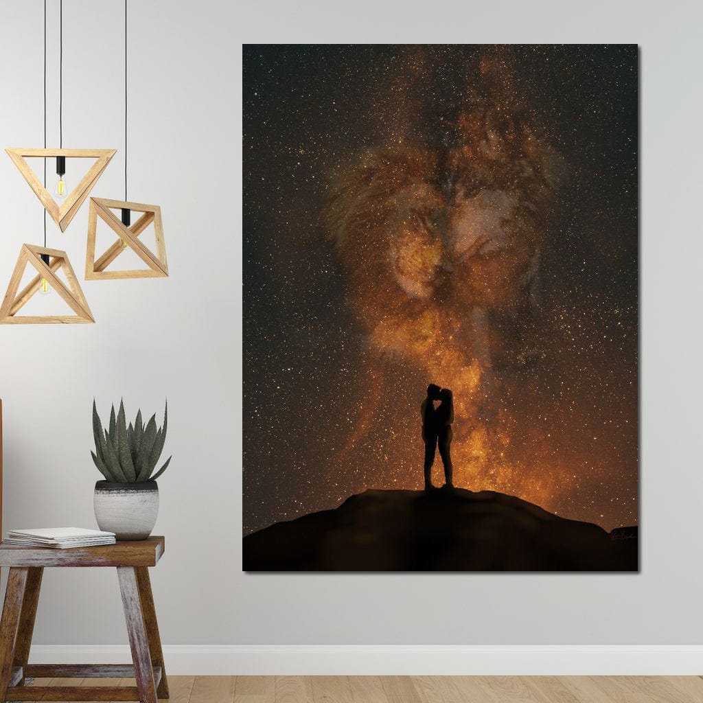 Tablou Canvas Premium LuxCanva® E1027, Iubire Dincolo de Stele, Astral, Cosmic, Univers, Indragostiti, Destin, Living Room, Culori vibrante