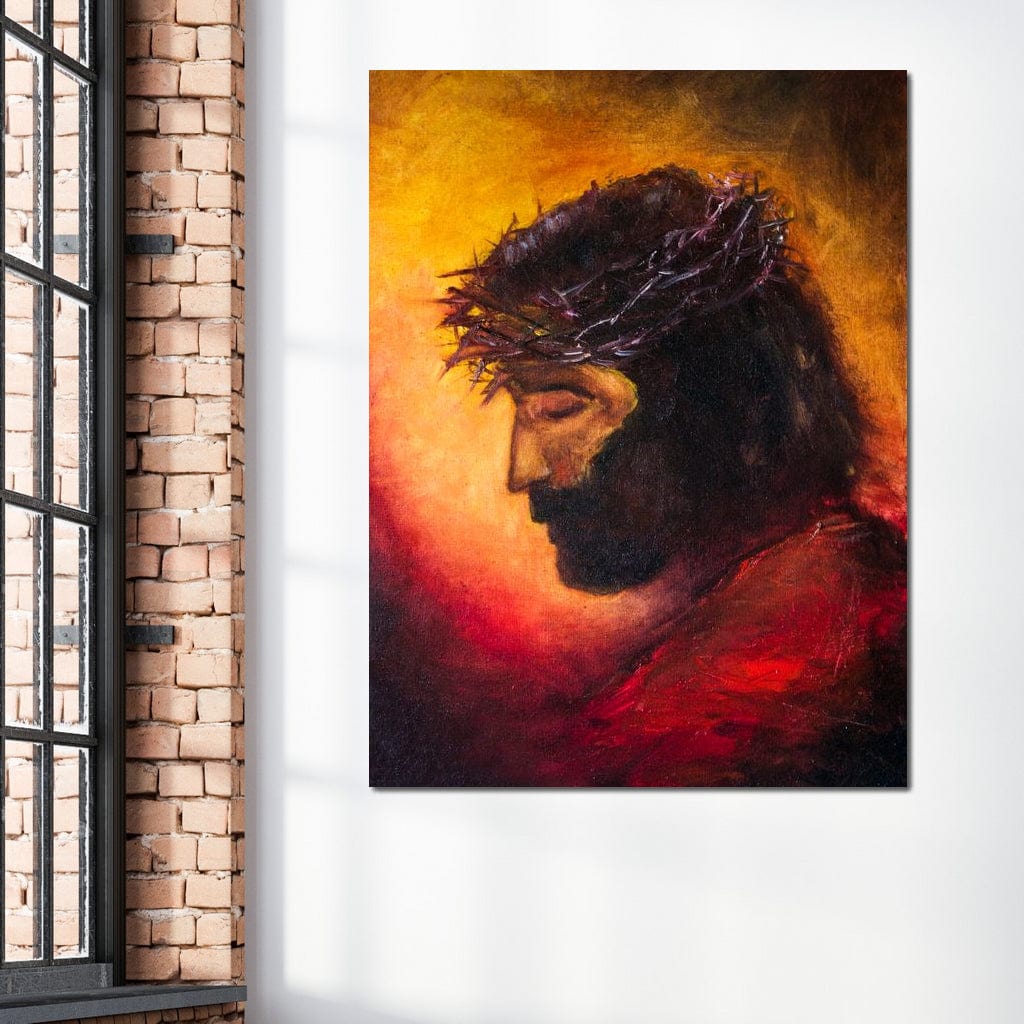 Tablou Canvas Premium LuxCanva® H1008, Purtatorul Pacatelor Lumii , Sacrificiu, Pacate, Lume, Suferinta, Iubire, Mantuire, Coroana, Lumina, Living