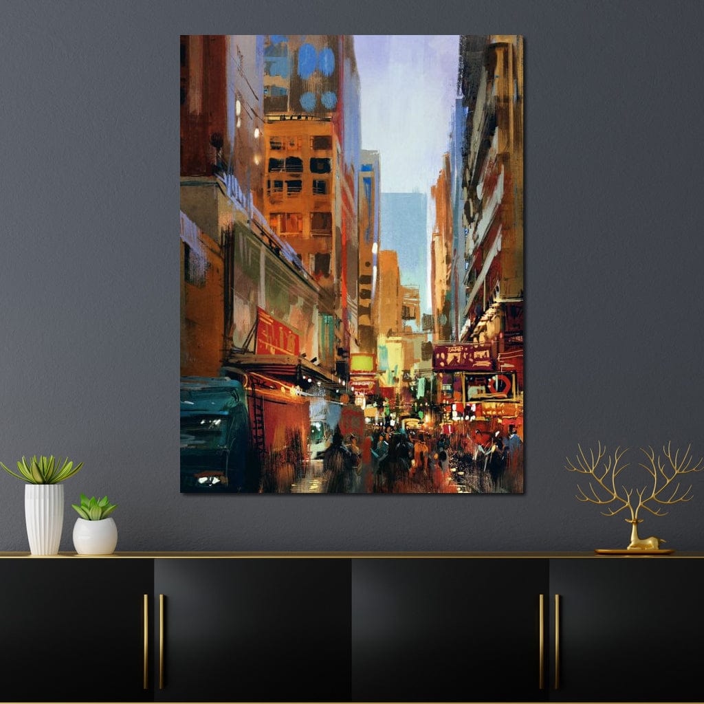 Tablou Canvas Premium, LuxCanva® O1014, Times Square in Culori, Freamat, Urban, Lumini, Strazi, Viata, Fericire, Populatie, Zgomot, Aglomerat, Nocturn, Masini, Metropola, Birou, Living, Dormitor