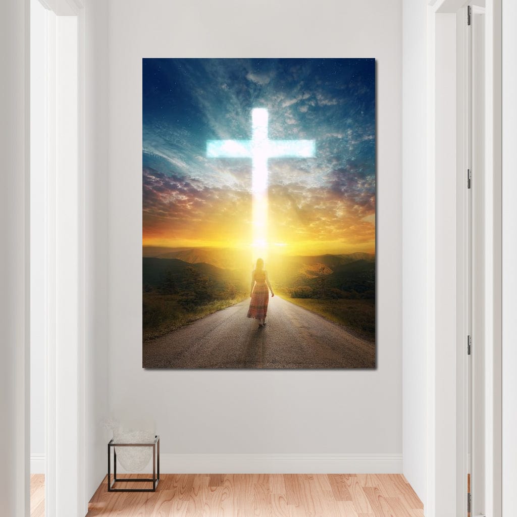 Tablou Canvas Premium LuxCanva® H1012, Drumul catre Lumina , Speranta, Drum, Lumina, Cruce, Pasi, Intalnire, Salvare, Pace, Vesnicie, Living, Dormitor