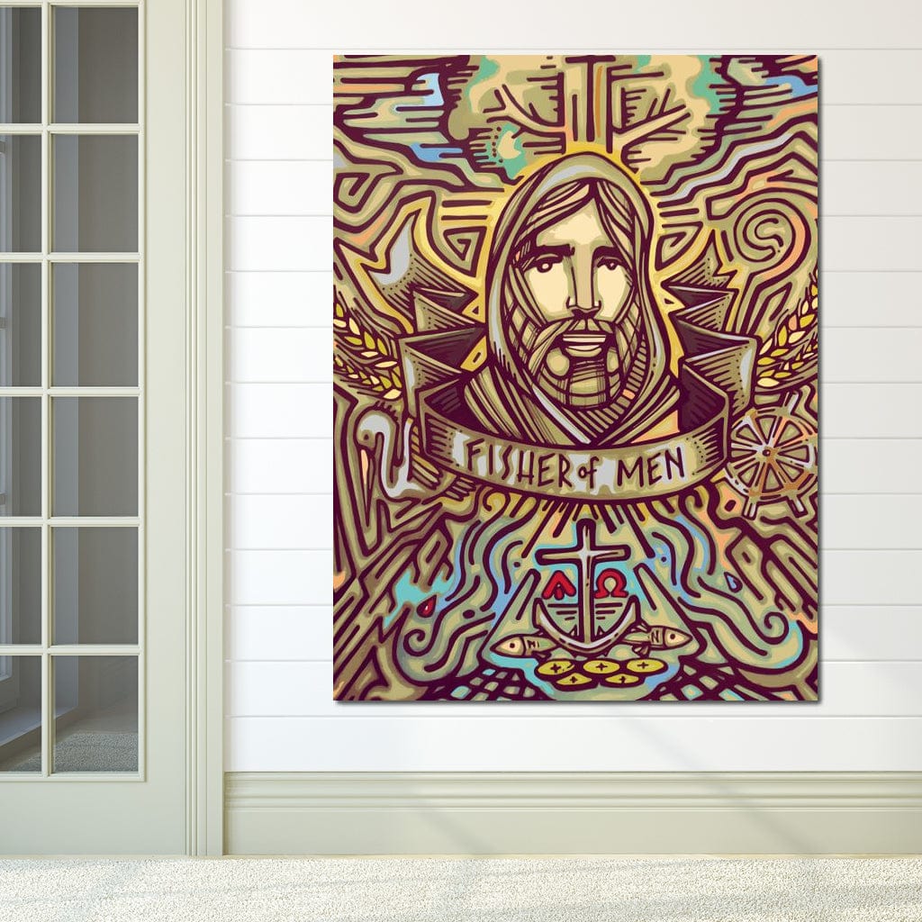 Tablou Canvas Premium LuxCanva® H1005, Iisus, Pastorul Oamenilor , Pescar, Icoana, Suflet, Speranta, Calauza, Ancora, Misticism, Religie, Living