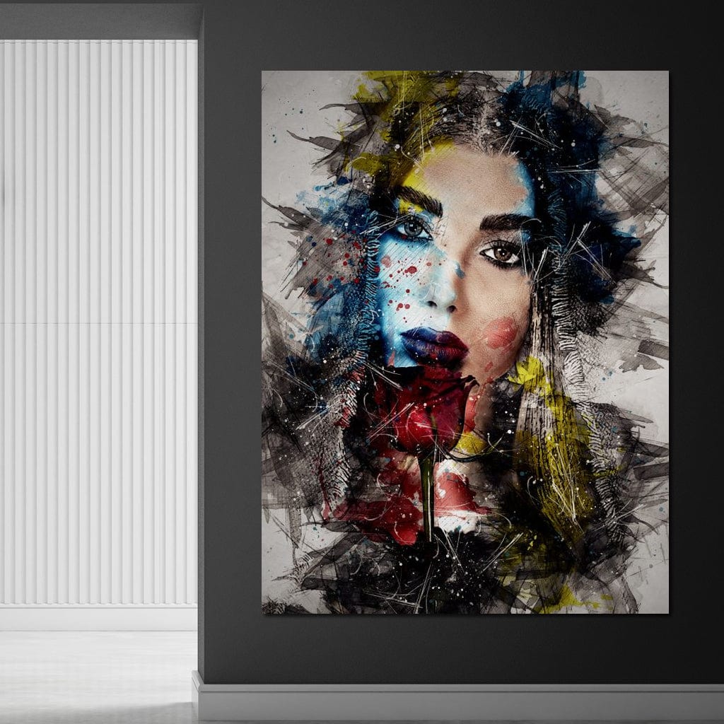 Tablou Canvas Premium, LuxCanva® G1091, Taina Unei Priviri, Trandafir, Ganduri, Privire, Expresie, Femeie, Revista, Pictura, Expozitie, Arta, Living, Dormitor