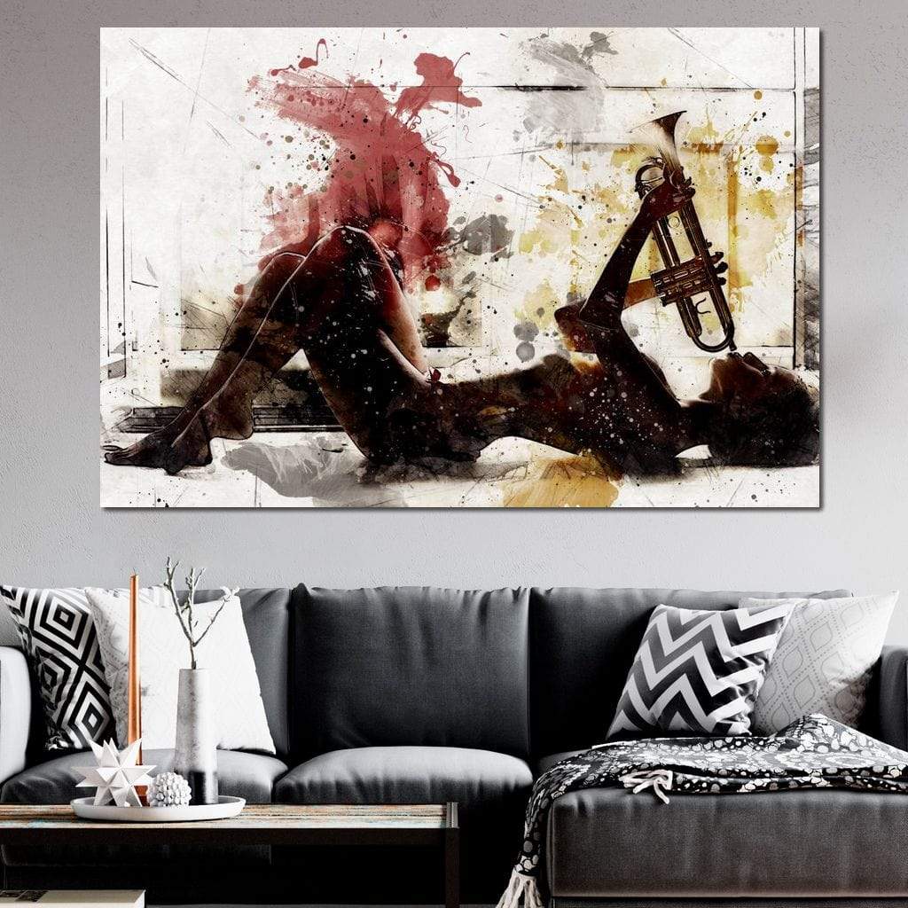 Tablou Canvas Premium LuxCanva® E1037, Muzica din Interior, Jazz, Muzica, Avangardist, Instrumental, Trup, Living Room, Culori vibrante