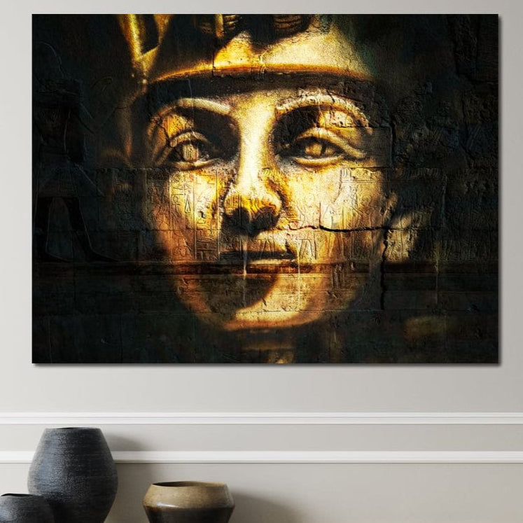 Tablou Canvas Premium, LuxCanva® O1051, Eternul Tutankhamon, Faraon, Privire, Egipt, Antic, Chip, Nil, Zei, Hieroglife, Istorie, Mister, Mitologie, Regalitate, Sacru, Simbolic, Birou, Living, Dormitor