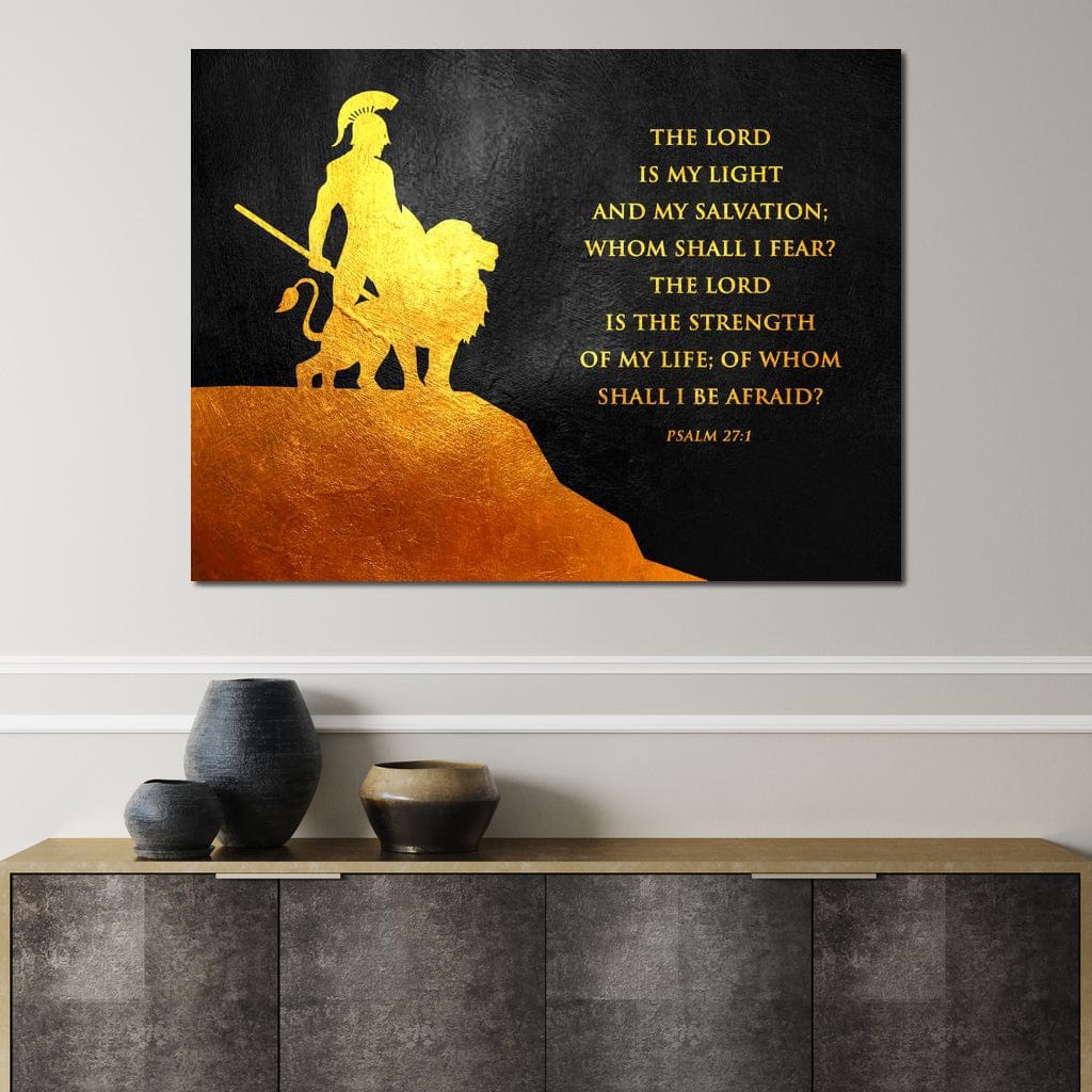Tablou Canvas Premium LuxCanva® F1030, Puterea Unui Razboinic , Salvare, Lumina, Divin, Luptator, Leu, Living Room, Birou, Culori vibrante