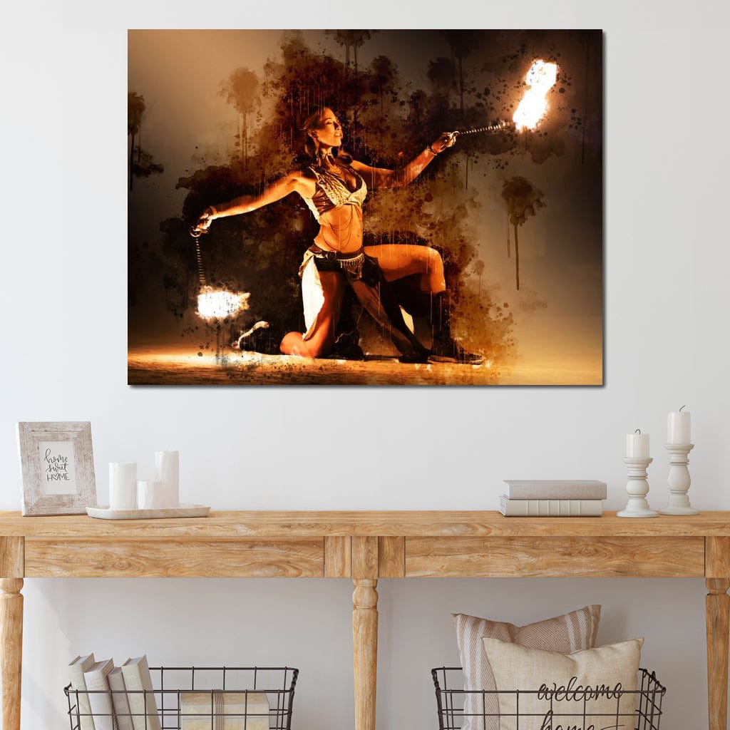 Tablou Canvas Premium, LuxCanva® G1086, Dansul Focului, Forta, Incendiar, Spectacol, Artist, Show, Circ, Arta, Flacari, Atmosfera, Living, Dormitor