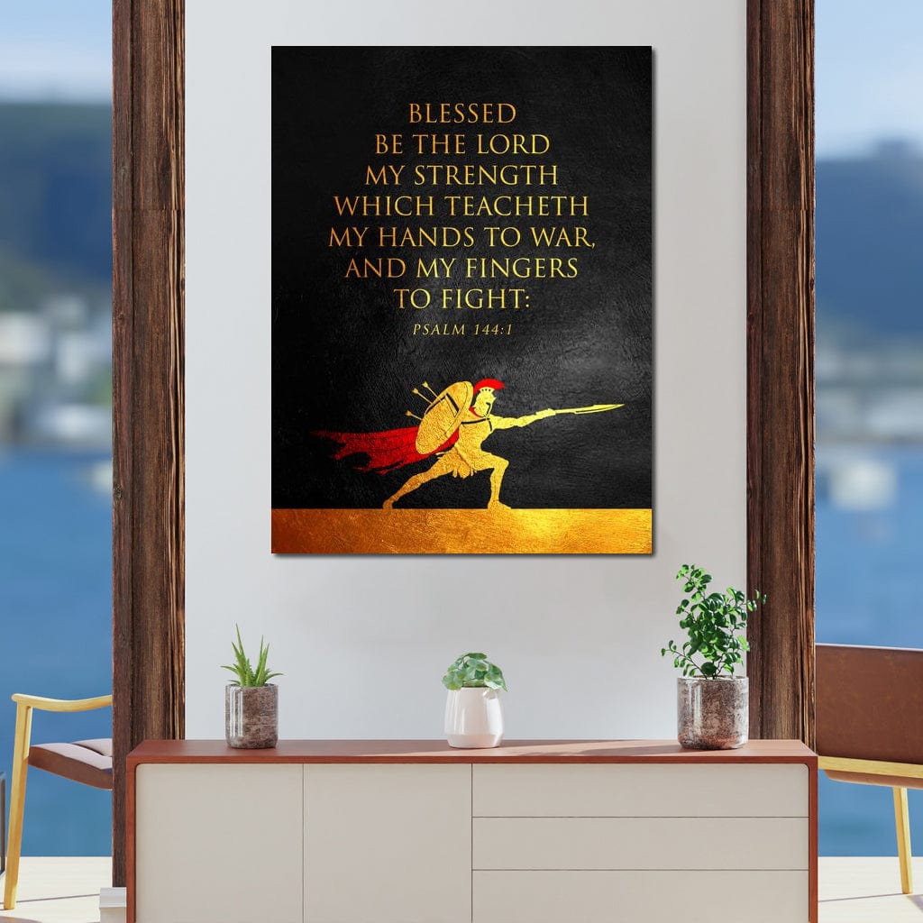 Tablou Canvas Premium LuxCanva® F1026, Curaj si Credinta , Biblic, Protectie, Razboi, Psalmi, Har, Living Room, Birou, Culori vibrante