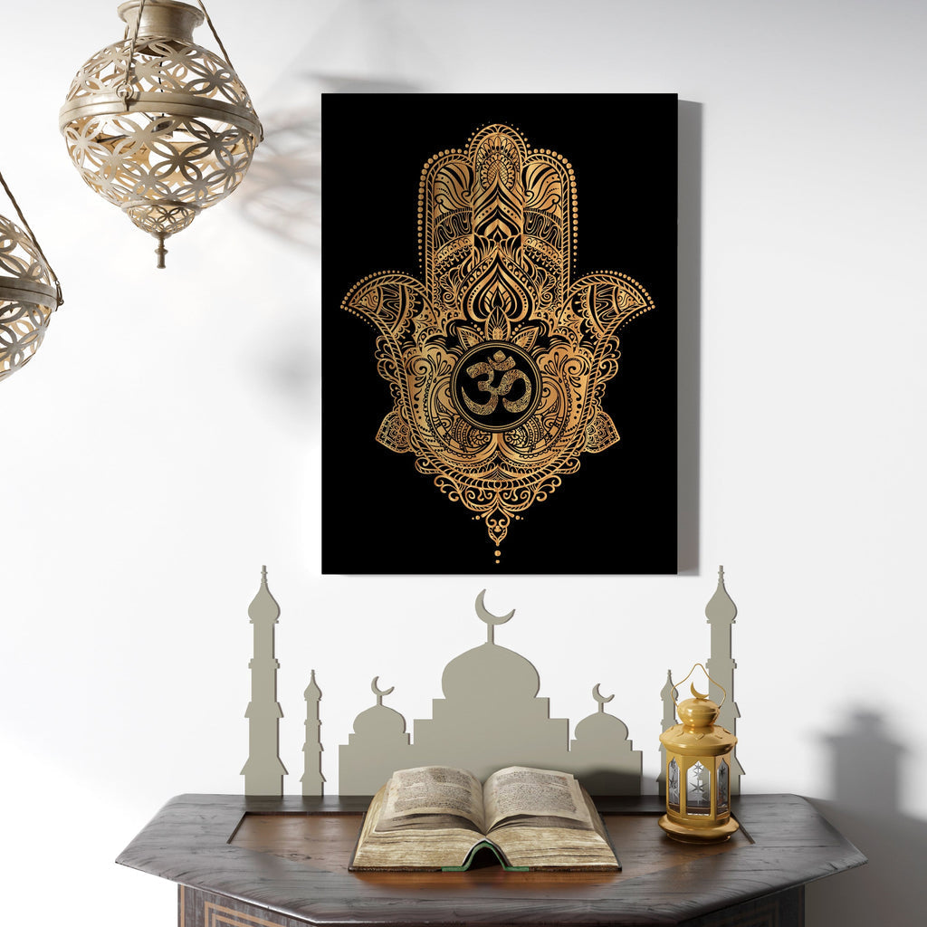 Tablou Canvas Premium LuxCanva® I101, Hamsa Sacra, Protectie, Spiritualitate, Noroc, Talisman, Eleganta, Fatima, Mana, Energie Pozitiva, Meditatie, Living, Dormitor