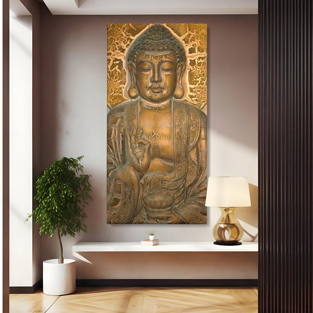 Tablou canvas cu tablou canvas cu figura lui buddha, fara rama, pe sasiu de lemn