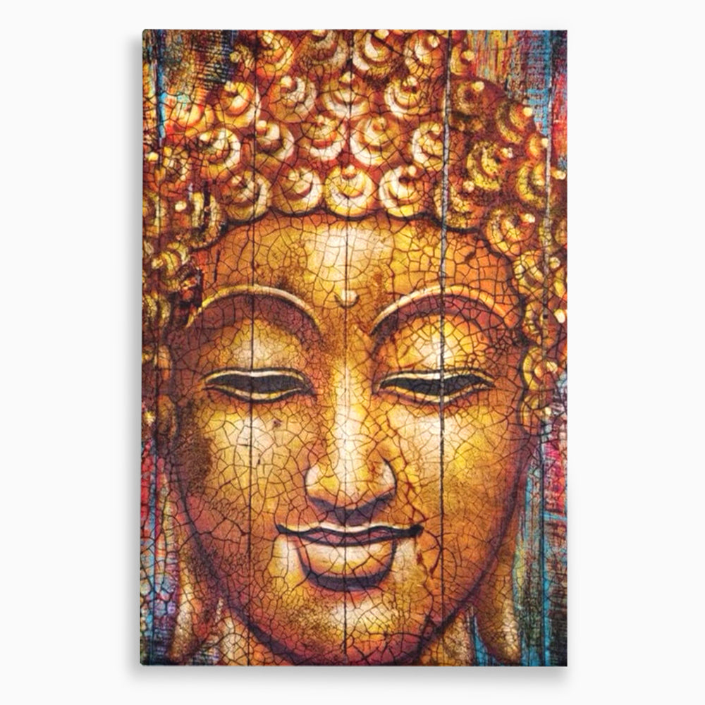 Tablou canvas cu tablou canvas cu chipul lui buddha, fara rama, pe sasiu de lemn