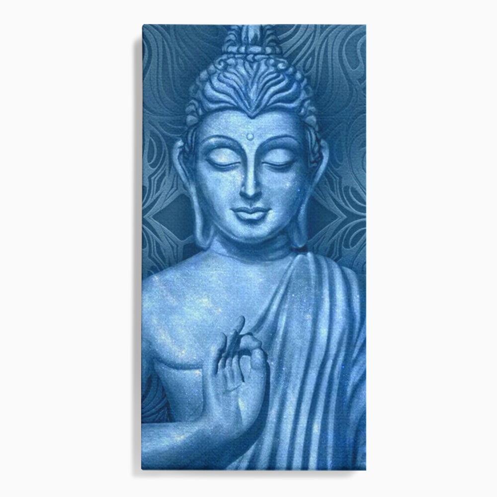 Tablou canvas cu tablou canvas cu buddha albastru, fara rama, pe sasiu de lemn
