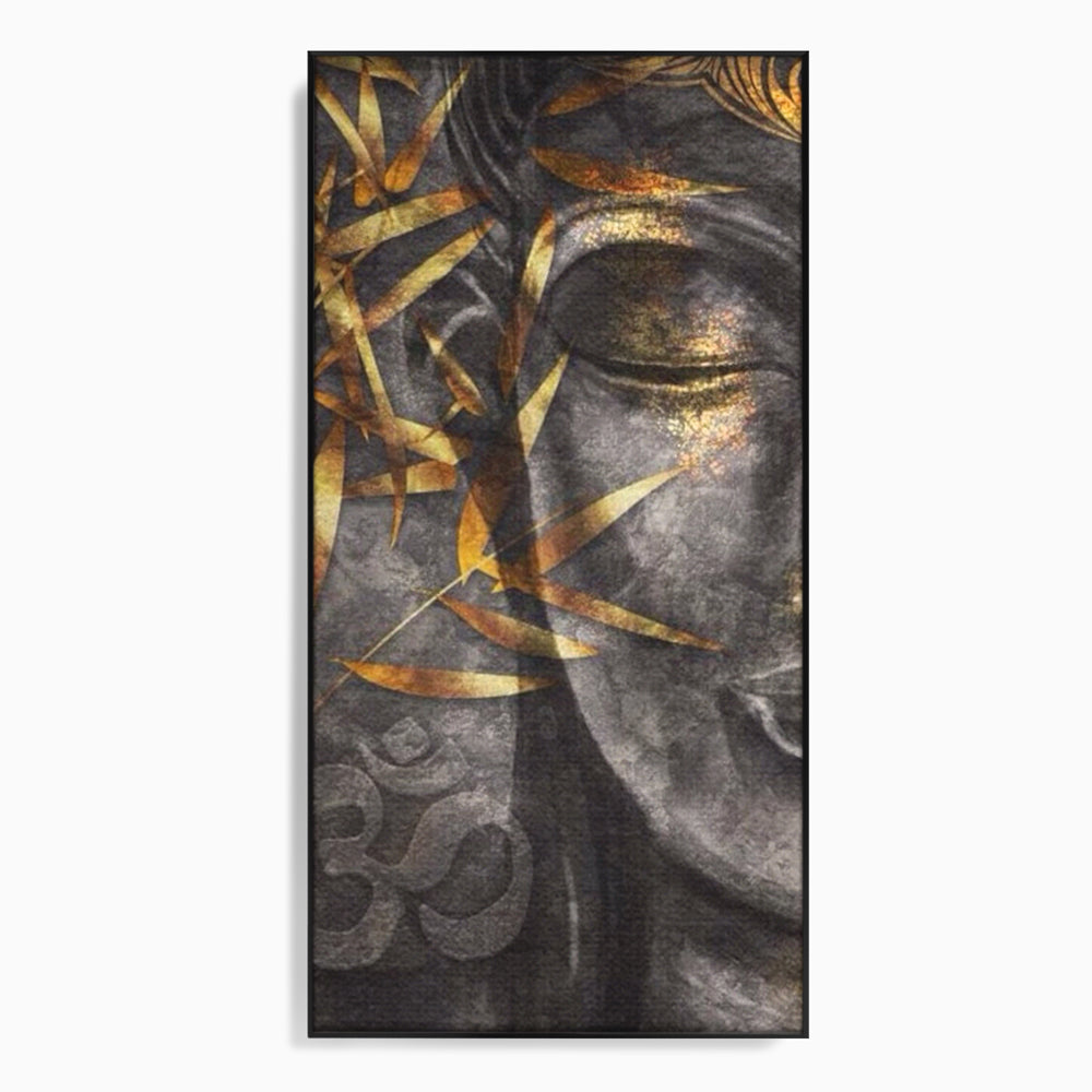 Tablou canvas cu tablou canvas cu chip de budha, in rama de aluminiu negru