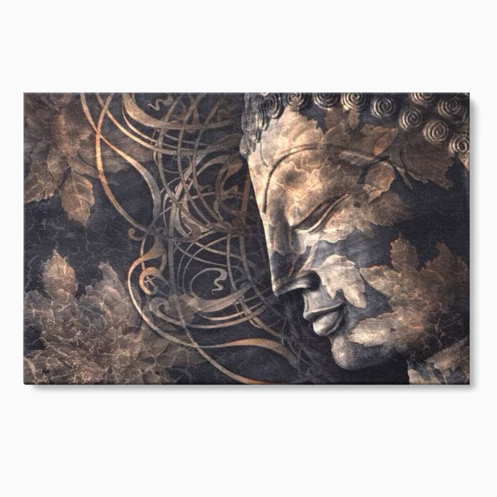 Tablou canvas cu tablou canvas cu profil de buddha, fara rama, pe sasiu de lemn