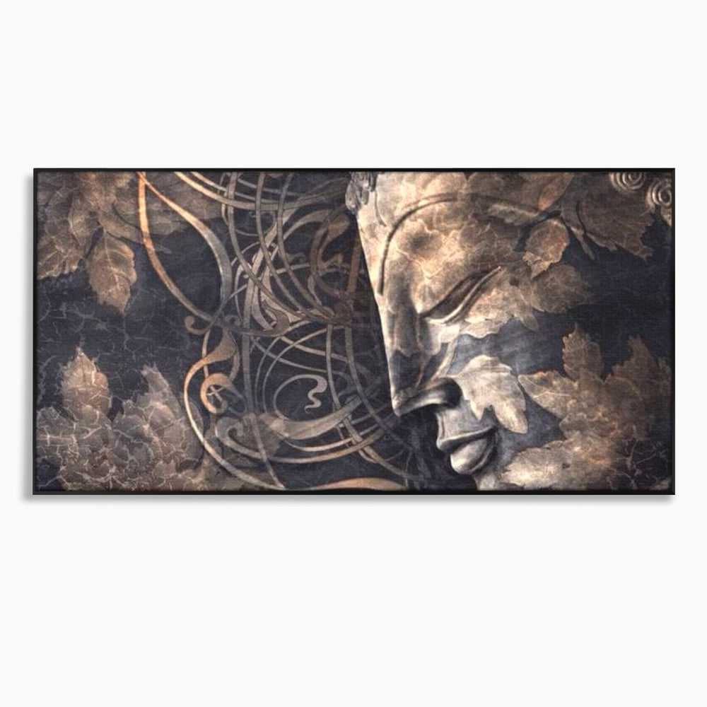 Tablou canvas cu tablou canvas cu profil de buddha, in rama de aluminiu negru