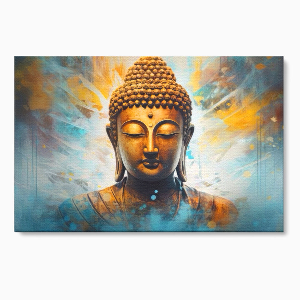 Tablou canvas cu tablou canvas cu bustul lui buddha, fara rama, pe sasiu de lemn