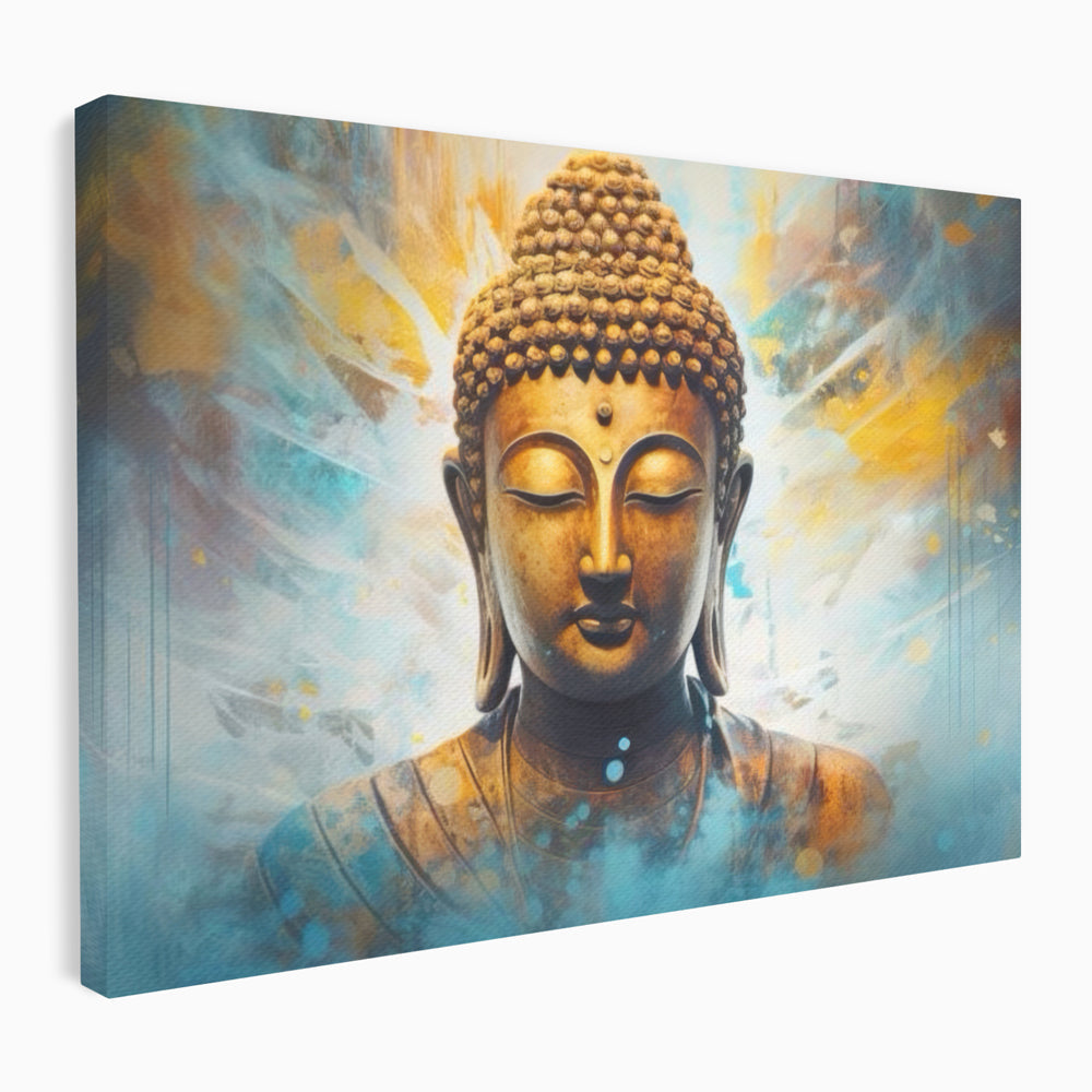 Tablou canvas cu tablou canvas cu bustul lui buddha, fara rama, pe sasiu de lemn
