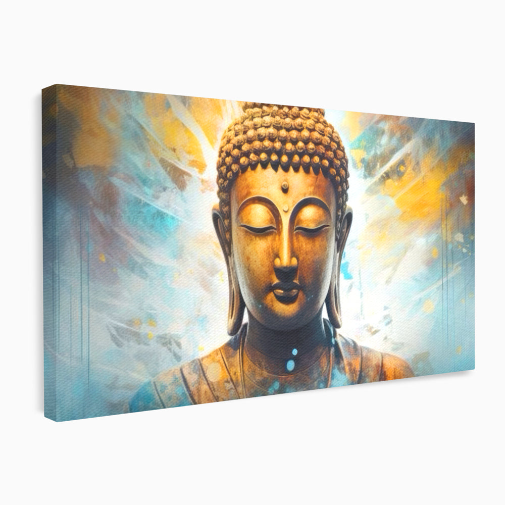 Tablou canvas cu tablou canvas cu bustul lui buddha, fara rama, pe sasiu de lemn