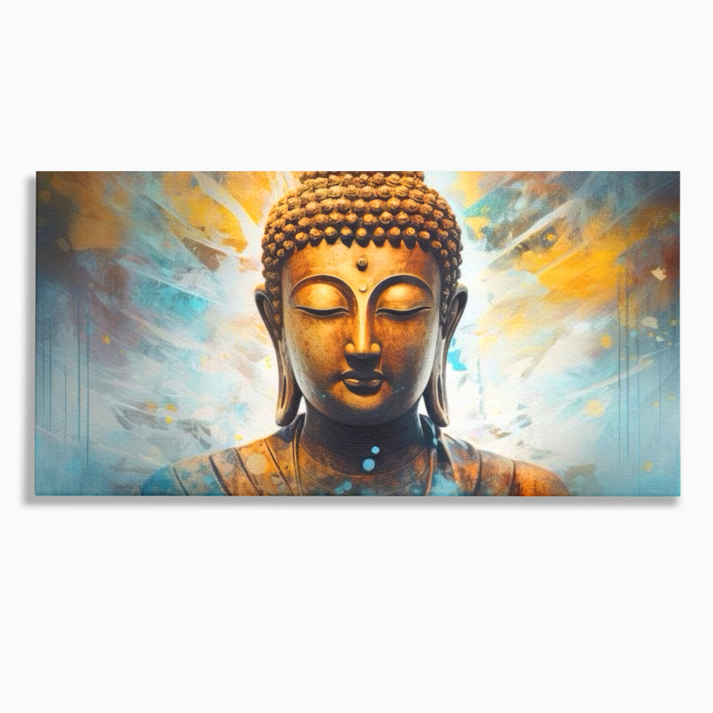 Tablou canvas cu tablou canvas cu bustul lui buddha, fara rama, pe sasiu de lemn
