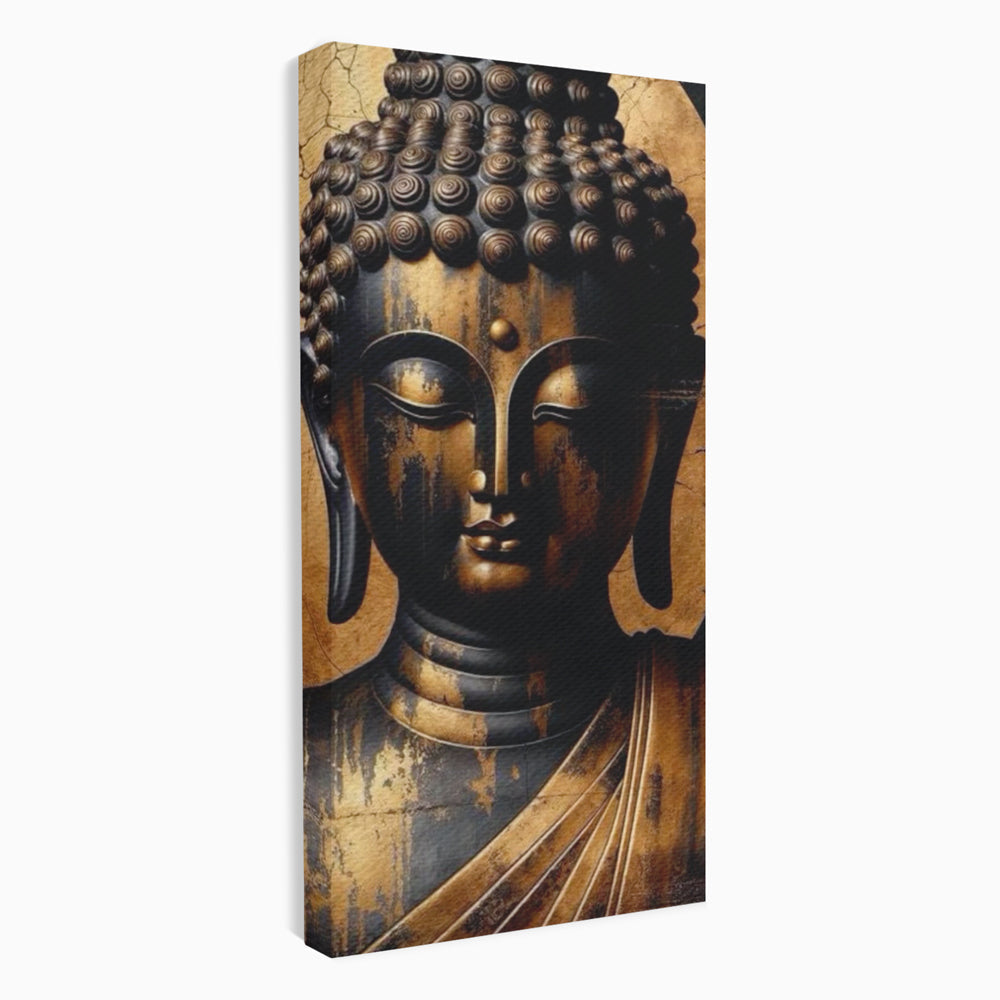 Tablou canvas cu tablou canvas cu capul lui buddha, fara rama, pe sasiu de lemn