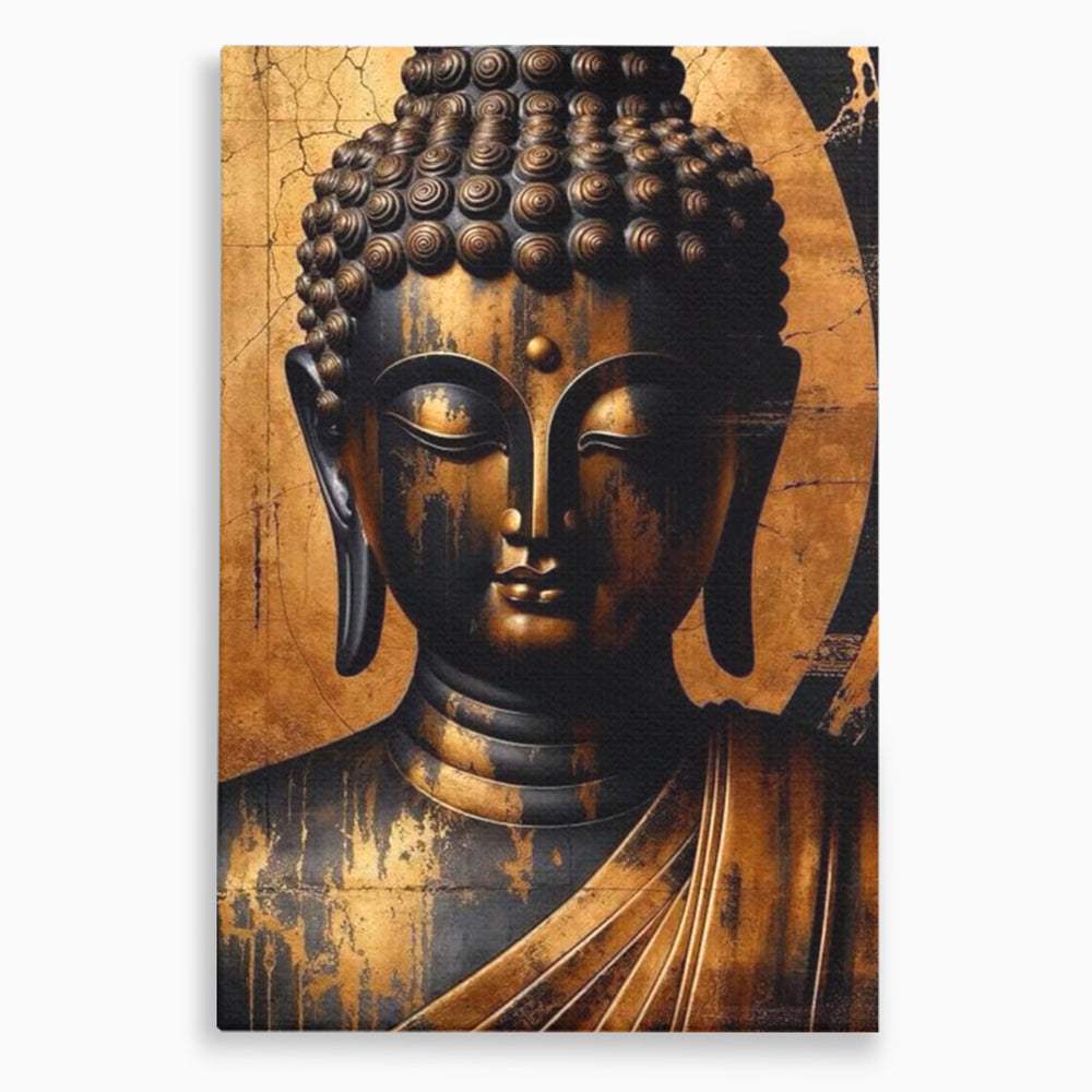 Tablou canvas cu tablou canvas cu capul lui buddha, fara rama, pe sasiu de lemn