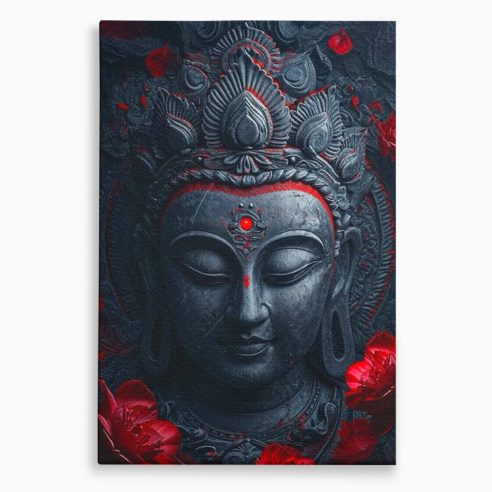Tablou canvas cu tablou canvas cu capul lui buddha, fara rama, pe sasiu de lemn