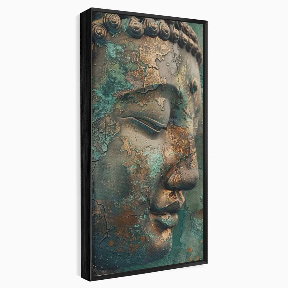 Tablou canvas cu tablou canvas cu profil de buddha, in rama de aluminiu negru
