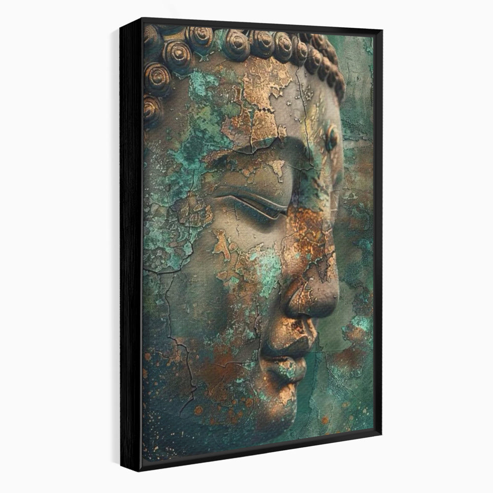 Tablou canvas cu tablou canvas cu profil de buddha, in rama de aluminiu negru