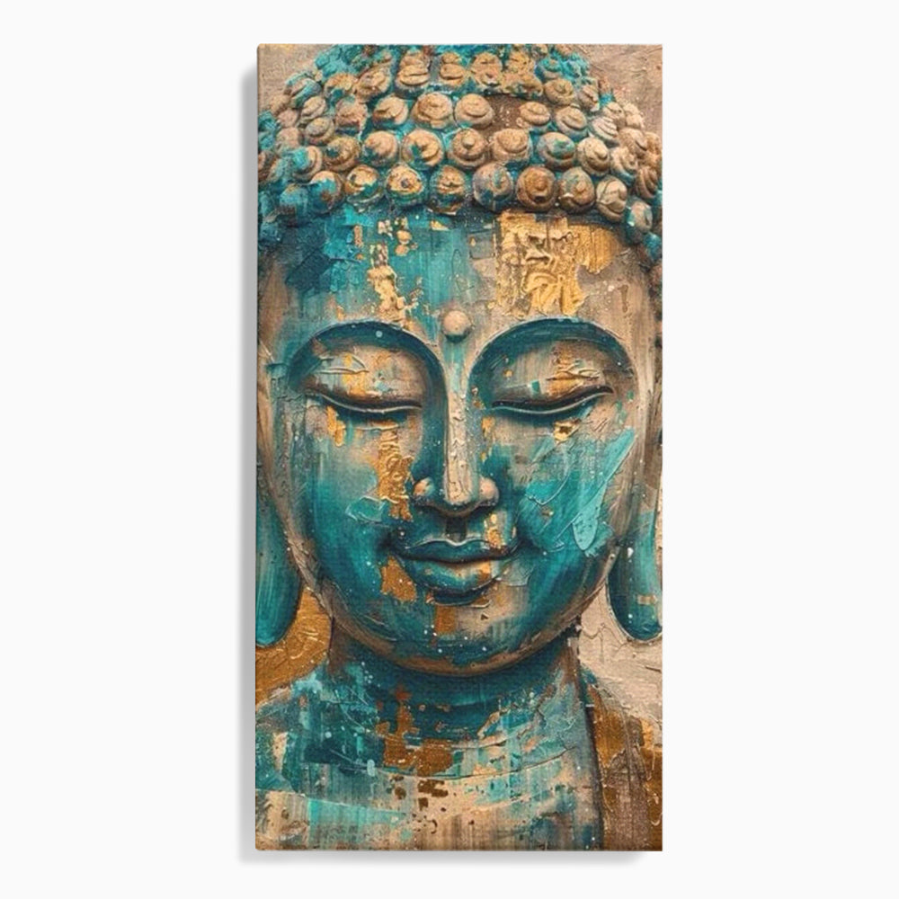 Tablou canvas cu tablou canvas cu capul lui buddha, fara rama, pe sasiu de lemn