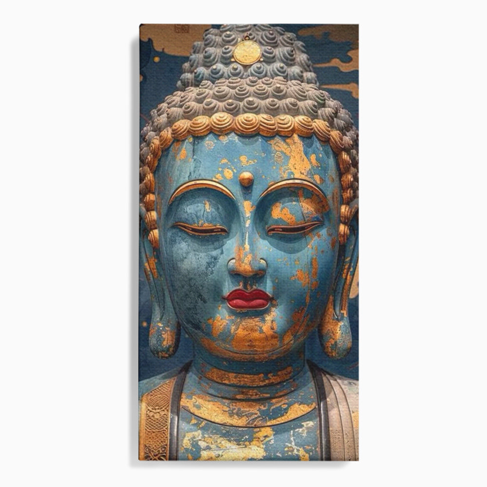 Tablou canvas cu tablou canvas cu chipul lui buddha, fara rama, pe sasiu de lemn