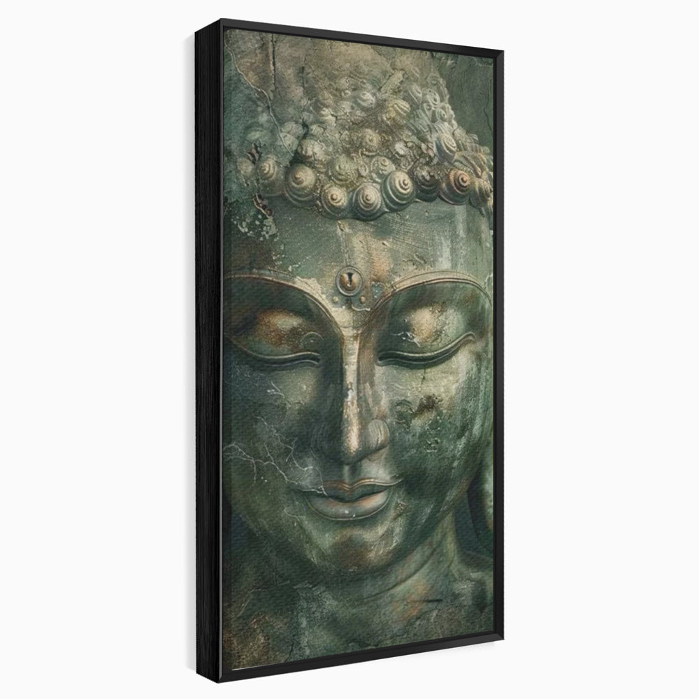 Tablou canvas cu tablou canvas cu portretul lui buddha, in rama de aluminiu negru
