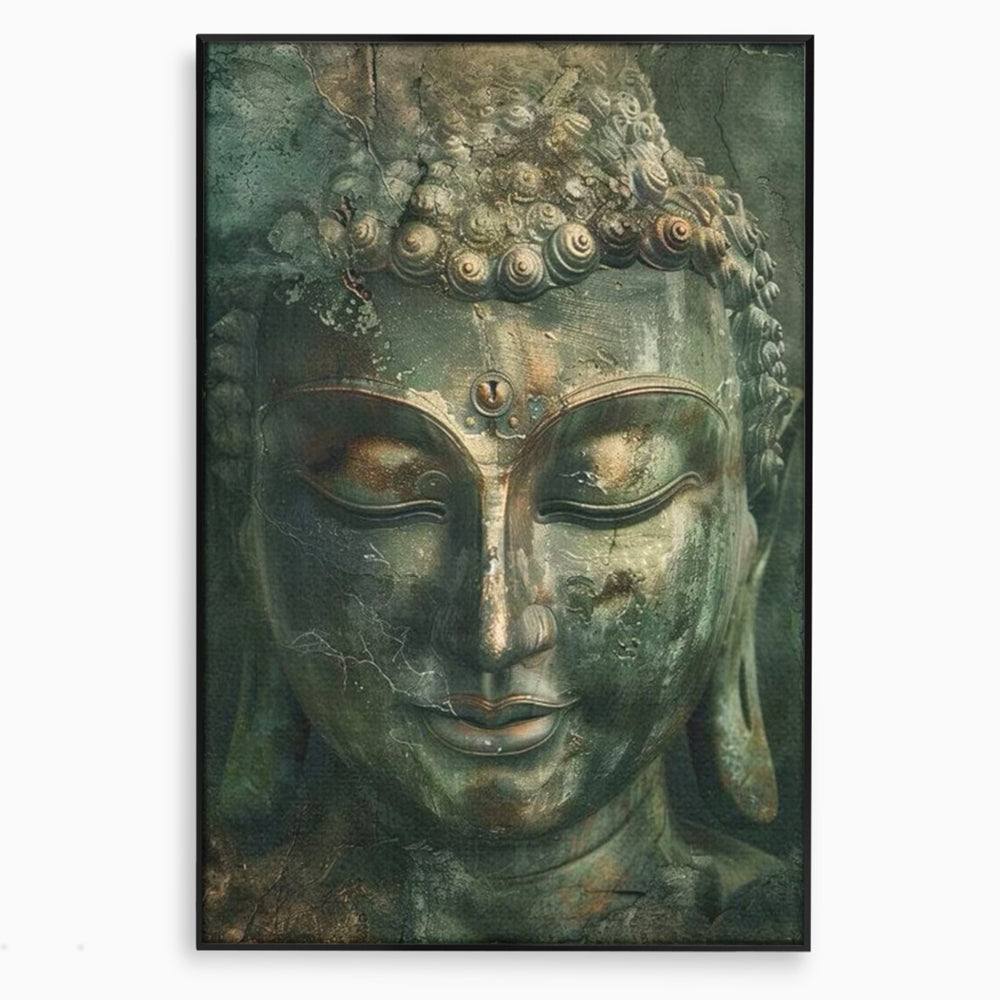 Tablou canvas cu tablou canvas cu portretul lui buddha, in rama de aluminiu negru