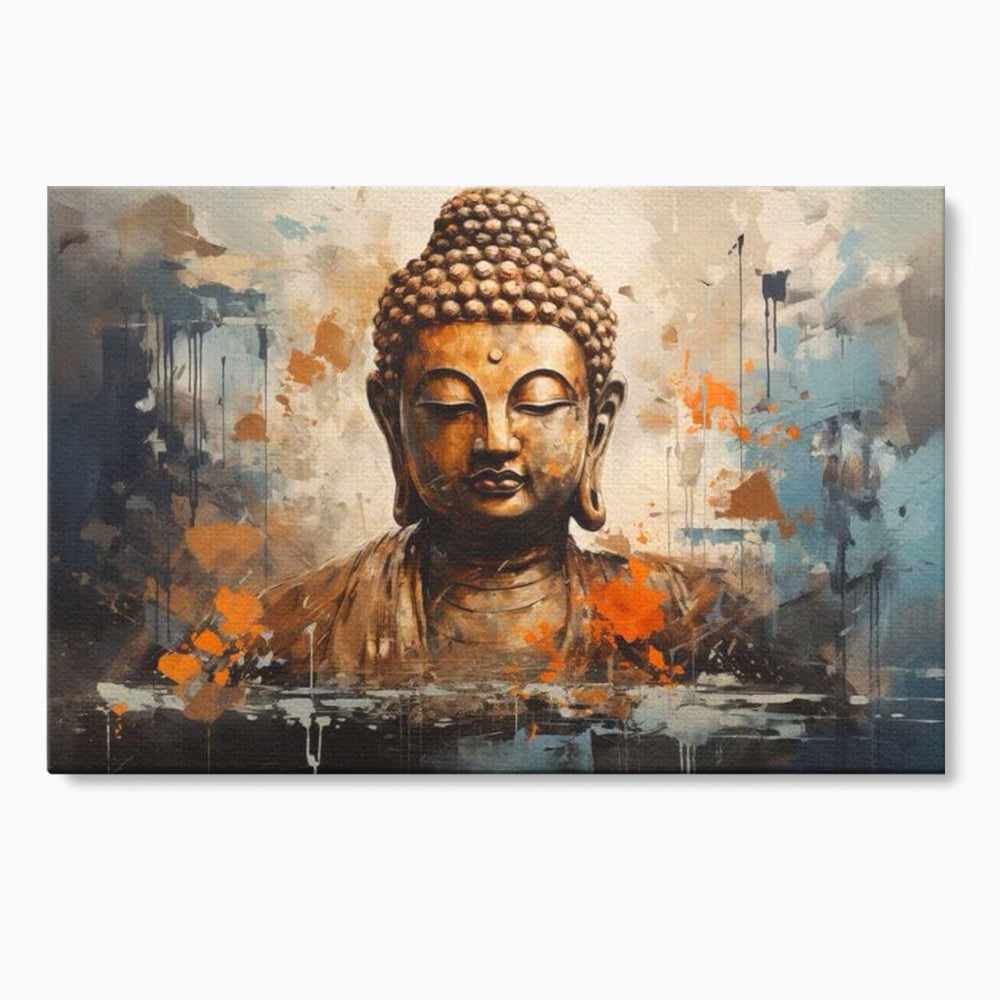 Tablou canvas cu tablou canvas cu bustul lui buddha, fara rama, pe sasiu de lemn