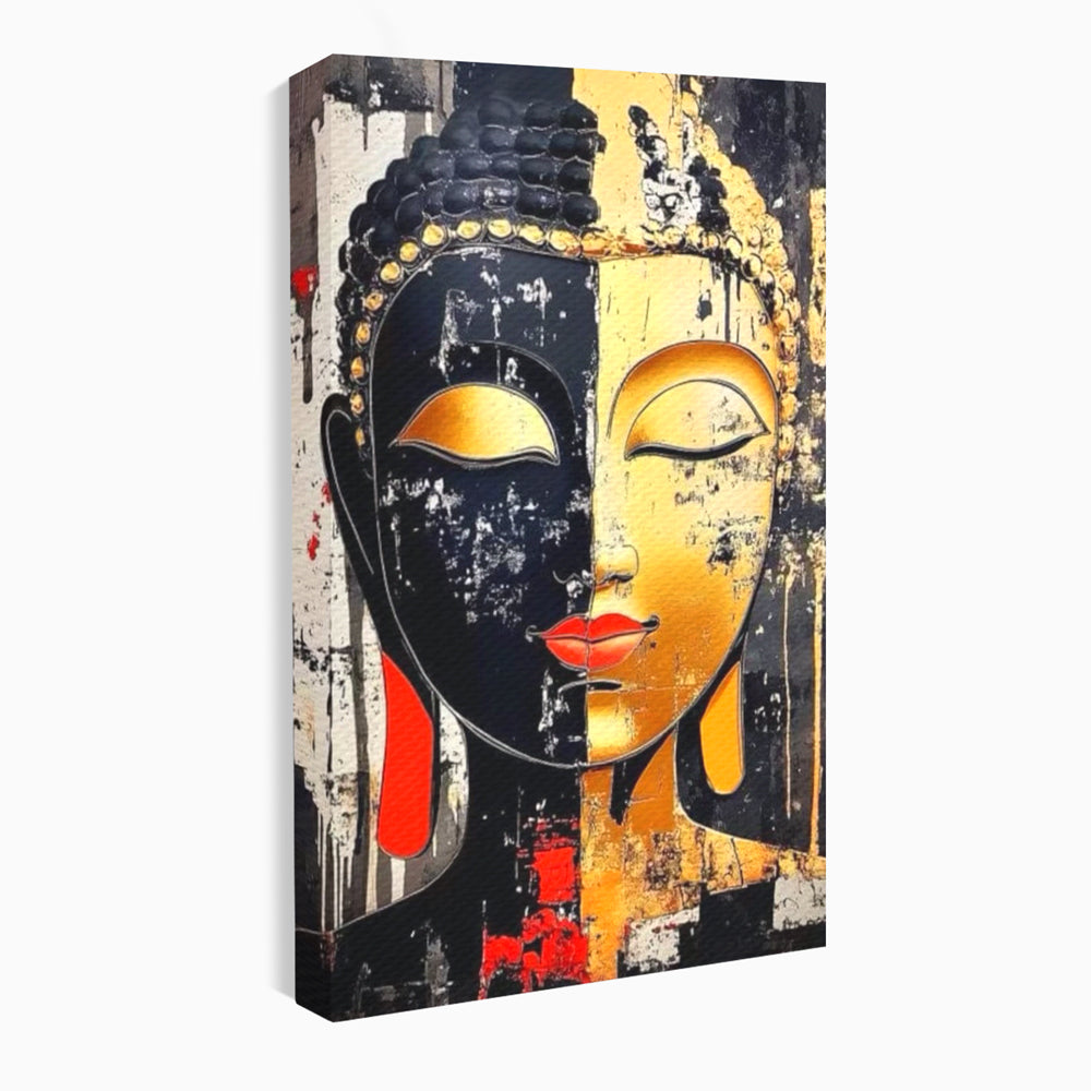 Tablou canvas cu tablou canvas cu chipul lui buddha, fara rama, pe sasiu de lemn